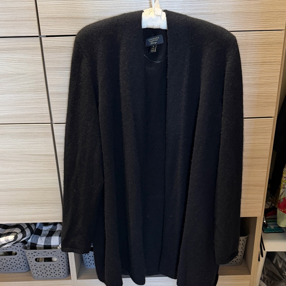 Charter Club Black Mongolian oversized boyfriend Cashmere Cardigan- XL
